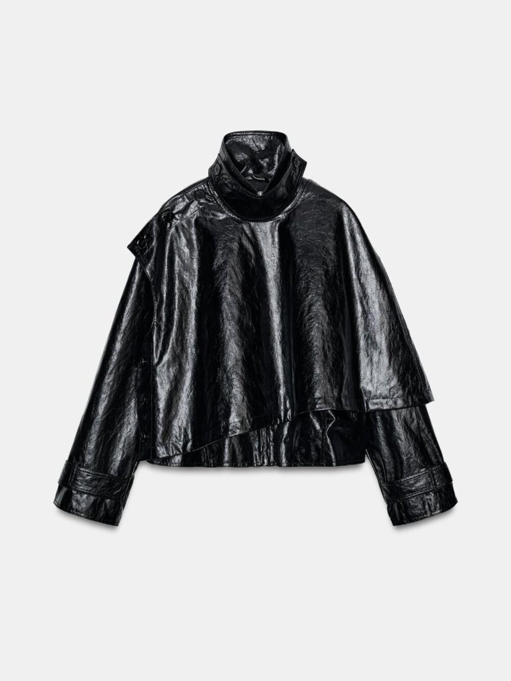 BNWT ZARA WOMEN FAUX LEATHER JACKET WITH SCARF ZW COLLECTION BLACK - Picture 6 of 11